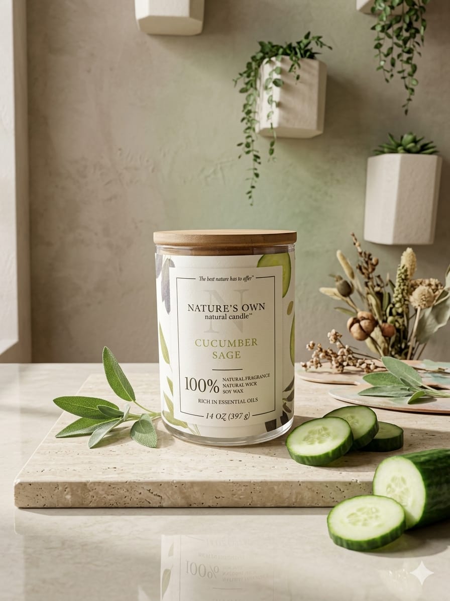 Nature’s Own Cucumber & Sage Scented Candle – 397g