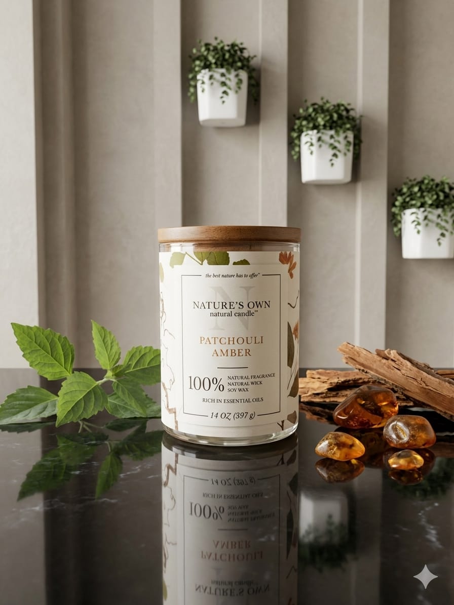 Nature’s Own Patchouli Amber Scented Candle – 397g